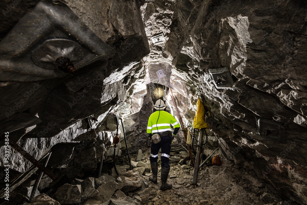 Wall mural miners undergound at a mine site in australia