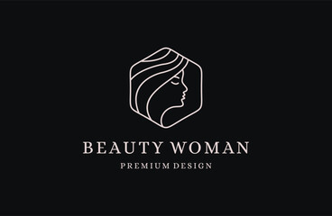 Woman hair salon with interesting colors logo design Premium 
