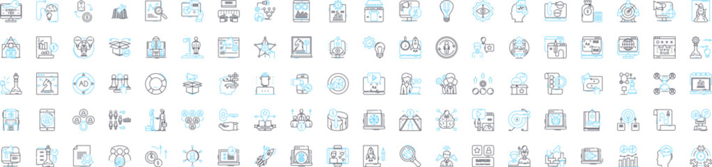 Digital marketing strategy vector line icons set. Digital, Marketing, Strategy, SEO, SEM, PPC, Content illustration outline concept symbols and signs