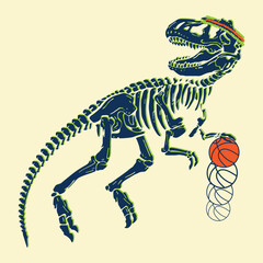 Player dinosaur t-shirt design with slogan. Vector illustration design for fashion fabrics, textile graphics, prints.
