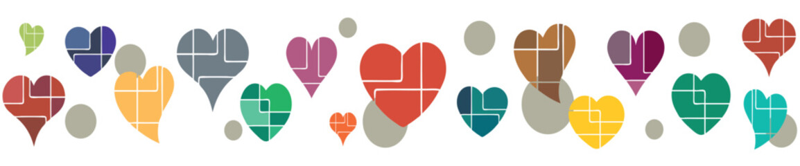 A colourful love hearts banner