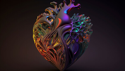 Heart_shape 3D colorfull ,Generative Ai technology.Generative AI.