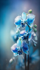 Beautiful blue orchid flower with bokeh background.