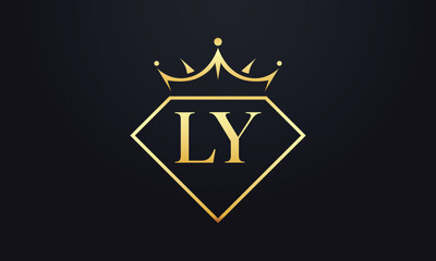 Diamond crown vector. Luxury queen logo for jewelry vector with letters	