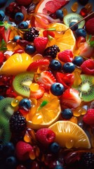 Fototapeta na wymiar Assorted of healthy and delicious fruits and berries. Generative AI