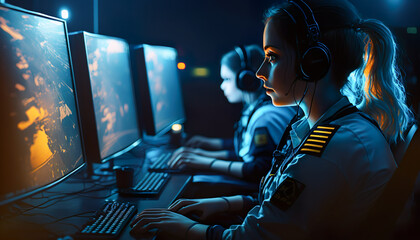  E-sport gaming player teams with illustration art and speed light stlye.competition and strategy for success.stream technology.ai generated images