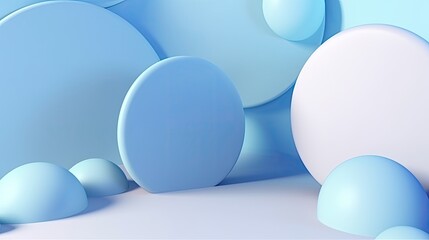 Blue abstract background with 3D shapes, generative ai composite.