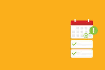 Calendar deadline or event reminder with successfully finished tasks.
