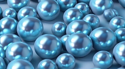Pearlescent blue pearls, generative ai composite.