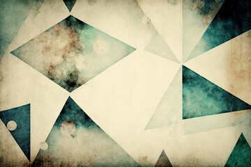 Abstract geometric vintage background with muted colors and distressed texture, generative ai composite.
