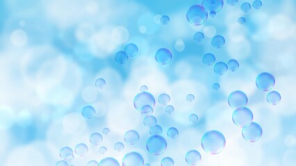 泡・バブル・シャボン玉と青い玉ボケの背景のイラスト - obrazy, fototapety, plakaty
