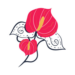 White background red flower vector graphic illustration great for fabric etc