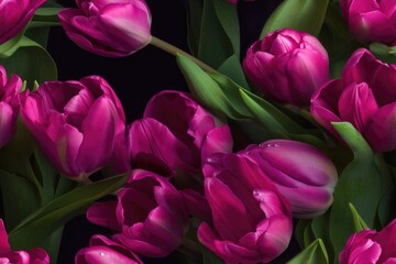 Fototapeta premium Spring Pink, Purple, Magenta, White Tulip Tulips Flower Flowers Seamless Repeating Repeatable Texture Pattern Tiled Tessellation Background Image
