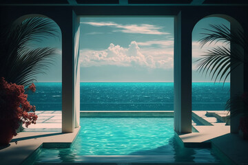 A pool with a view of the ocean, Generative AI