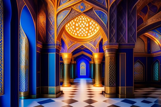 Interior of Marble Courtyard of Hamman II Mosque