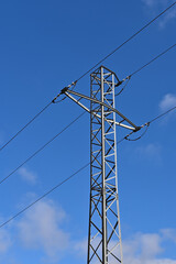 Top of the transmission pole for a 110 kV power line in the Czech Republic