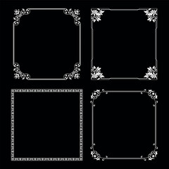 Set of decorative frames Elegant vector element for design in Eastern style, place for text. Floral black and white borders. Lace illustration for invitations and greeting cards.