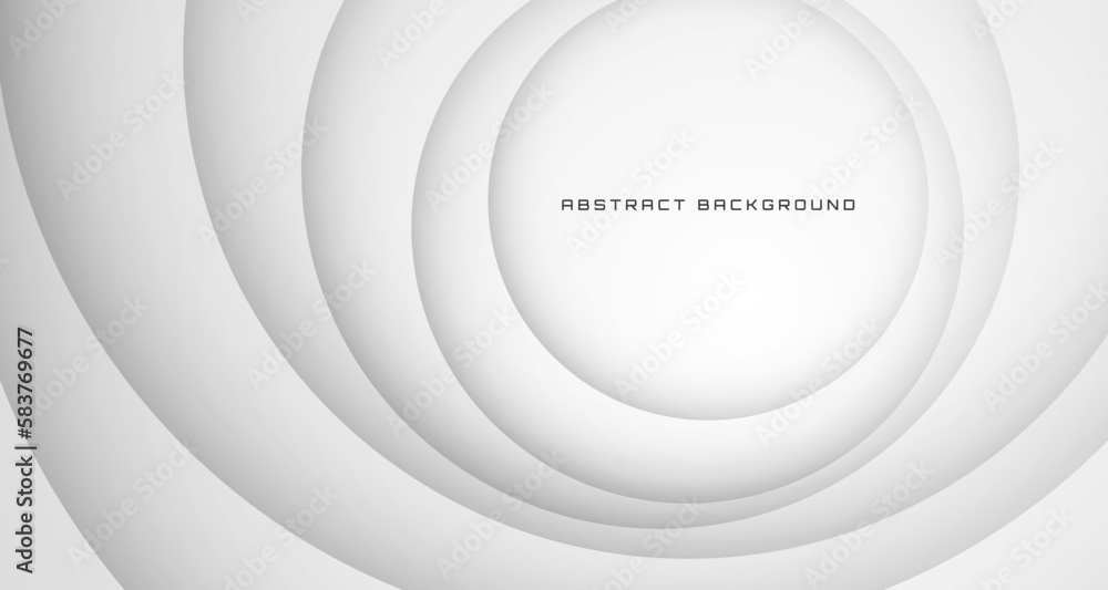 Poster 3d white geometric abstract background overlap layer on bright space with circles decoration. modern