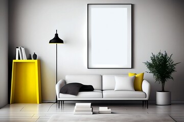 Blank Frame Mockup for Interior Design: Empty Wall in Lifestyle Room with Background