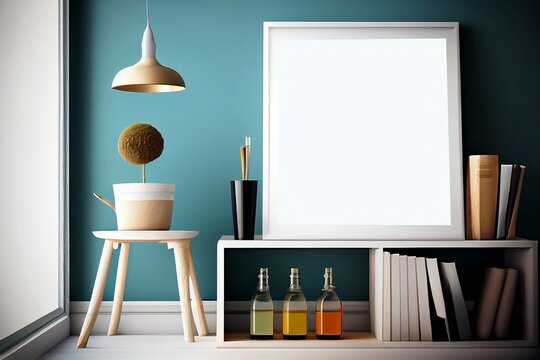 Blank Frame Mockup for Interior Design: Empty Wall in Lifestyle Room with Background