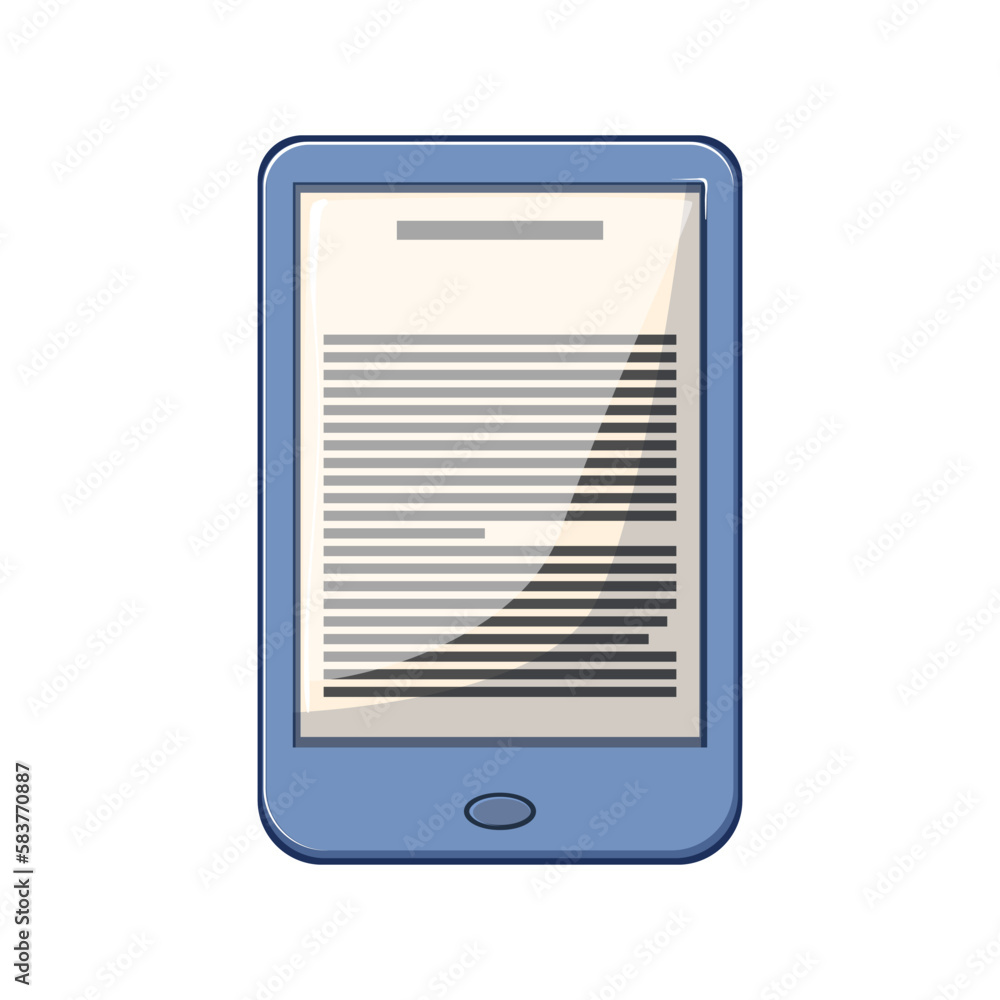 Poster electronic ebook reader cartoon vector illustration