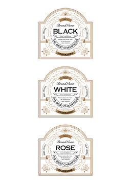 flame＿ wine_Champagne label：ベクター素材_ワイン・シャンパンラベル_デザイン_フレーム_テンプレート