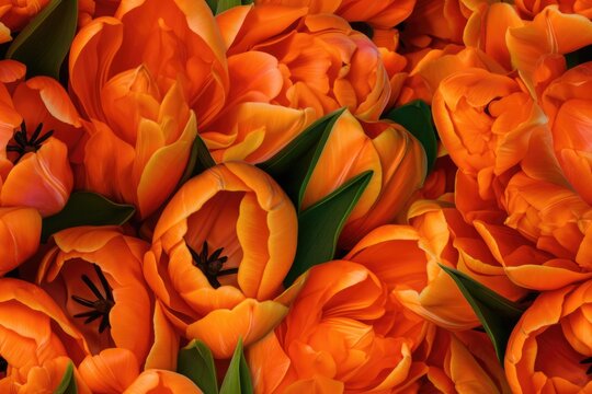 Spring Orange Tulip Tulips Flower Flowers Seamless Repeating Repeatable Texture Pattern Tiled Tessellation Background Image