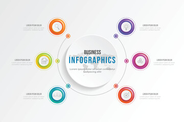 Business infographic circle shape six option, process or step for presentation. Can be used for presentations, workflow layout, banners and web design. Business concept with 6 options, steps, parts.