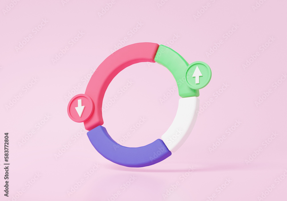 Poster 3d chart with arrow data performance analytics optimization growth statistics finance graph business