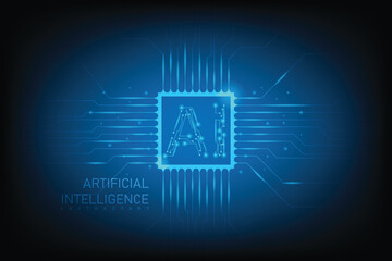 Artificial Intelligence Logo, Icon. Vector symbol AI, deep learning blockchain neural network concept. Machine learning, artificial intelligence, ai. Digital Data Security Technology Illustration.
