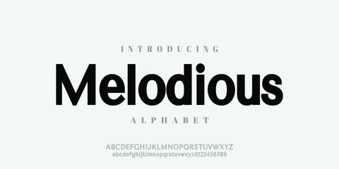 Melodious.  Modern Bold Font. Regular Italic Number Typography urban style alphabet fonts for fashion, sport, technology, digital, movie, logo design, vector illustration
