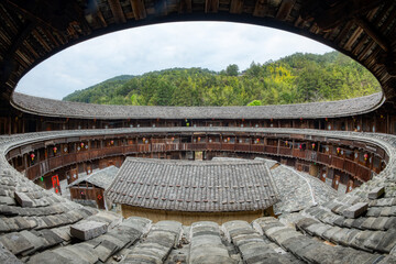 Fujian earthen buildings panorama view