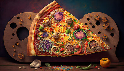 Delicious Capricciosa Pizza. Concept promotional flyer and poster for Restaurants or pizzerias - Generative AI