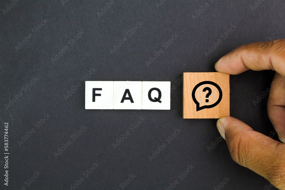 Aufkleber letters of the alphabet faq or the word frequently asked questions. the concept of questions and ans