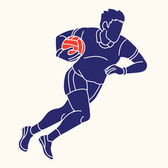 Gaelic Football Male Player Action Cartoon Graphic Vector