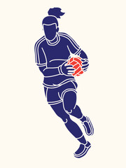 Gaelic Football Female Player Action Cartoon Graphic Vector - obrazy, fototapety, plakaty