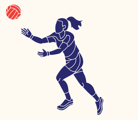 Fototapeta na wymiar Gaelic Football Female Player Action Cartoon Graphic Vector