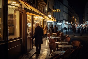 people walking in the city in the evening