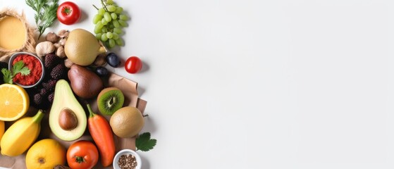 Naklejka na ściany i meble A bunch of vegetables on a white background Generative AI