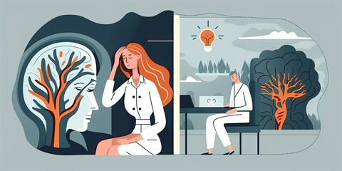 Mental health concept. Doctor treat person mentality - Generative AI
