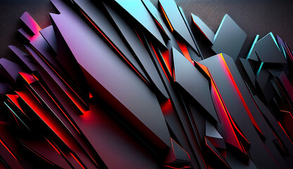 3D Abstract Background with Red and Black Sharp Lines, Modern Technology, Business Background, Gradient design element for backgrounds, banners, wallpapers, posters and covers. AI Generative