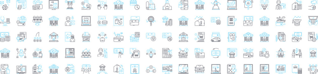 Finance market services vector line icons set. Funding, Banking, Investing, Trading, Advisory, Risk, Capital illustration outline concept symbols and signs