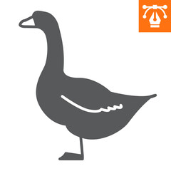 Goose solid icon, glyph style icon for web site or mobile app, animals and bird, goose vector icon, simple vector illustration, vector graphics with editable strokes.