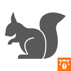 Squirrel solid icon, glyph style icon for web site or mobile app, animals and rodent, squirrel vector icon, simple vector illustration, vector graphics with editable strokes.