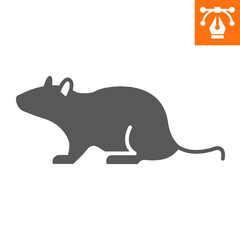 Rat solid icon, glyph style icon for web site or mobile app, animals and rodent, mouse vector icon, simple vector illustration, vector graphics with editable strokes.