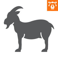 Goat solid icon, glyph style icon for web site or mobile app, animals and livestock, goat vector icon, simple vector illustration, vector graphics with editable strokes.