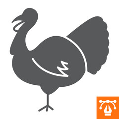 Turkey solid icon, glyph style icon for web site or mobile app, animals and livestock, turkey bird vector icon, simple vector illustration, vector graphics with editable strokes.