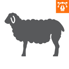 Sheep solid icon, glyph style icon for web site or mobile app, animals and livestock, ewe vector icon, simple vector illustration, vector graphics with editable strokes.