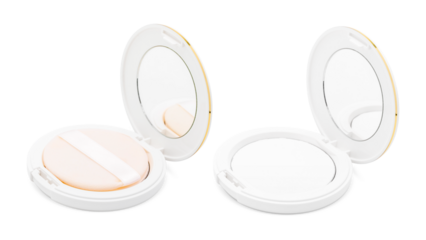 White cosmetic packaging puff pressed powder for product design mock-up