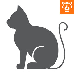 Cat solid icon, glyph style icon for web site or mobile app, animals and home pets, kitten vector icon, simple vector illustration, vector graphics with editable strokes.